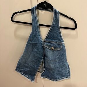 Denim vest with pocket and button detail
